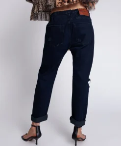 Denim Jeans|ONE TEASPOON Fox Black Shabbies Drawstring Boyfriend Jeans