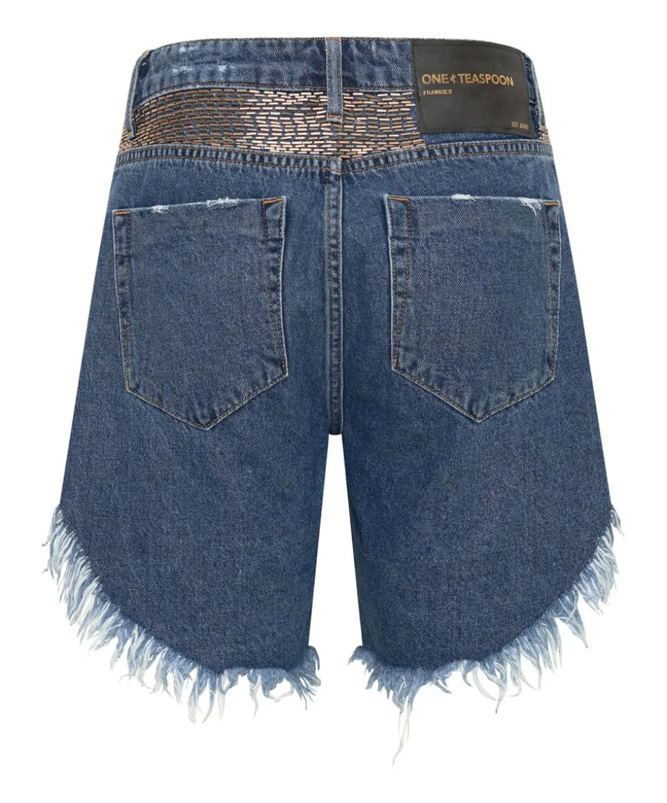 Denim Shorts|ONE TEASPOON Gold Mine Frankies Long Length Denim Shorts