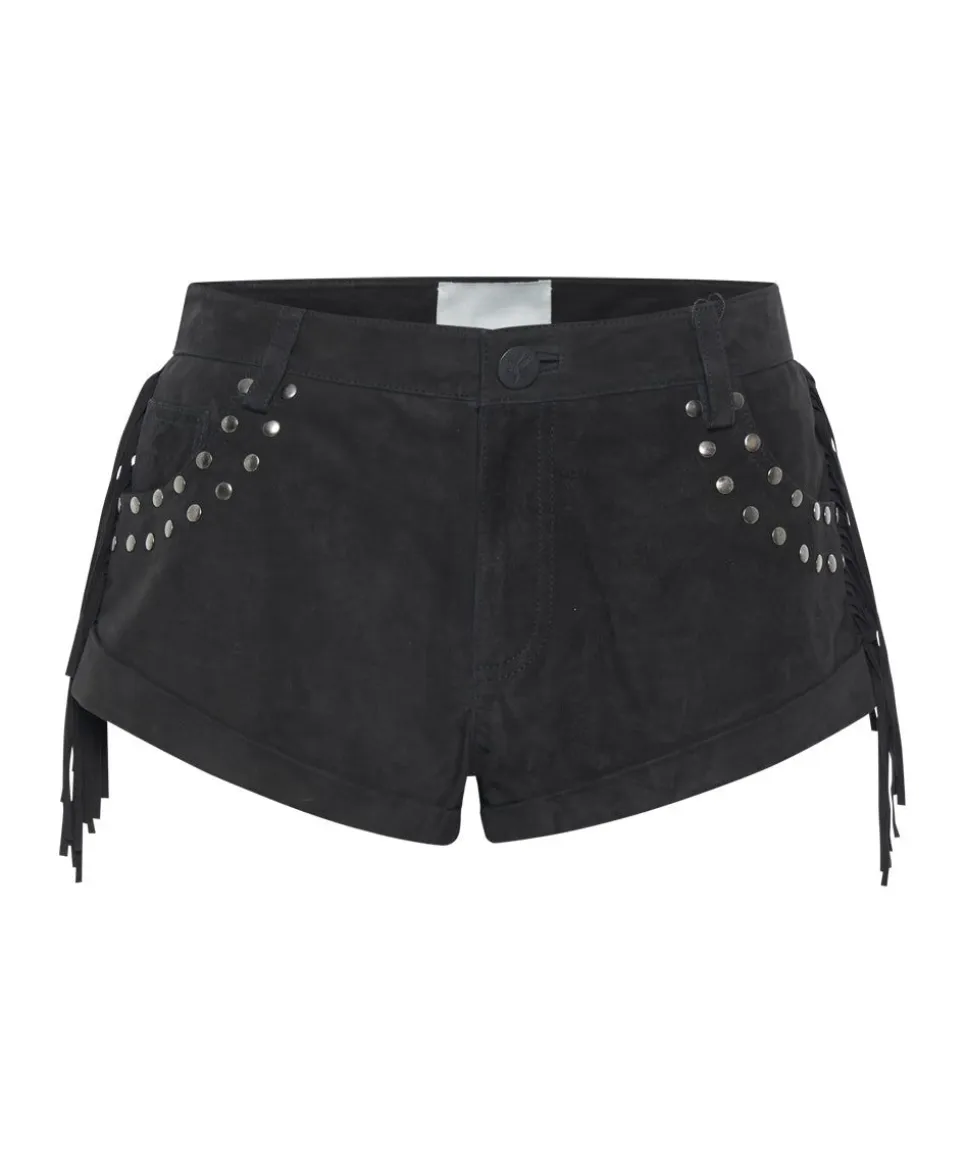 Bottoms|ONE TEASPOON Gothic Rodeo Fringed Suede Studded Bandits Low Waist Shorts