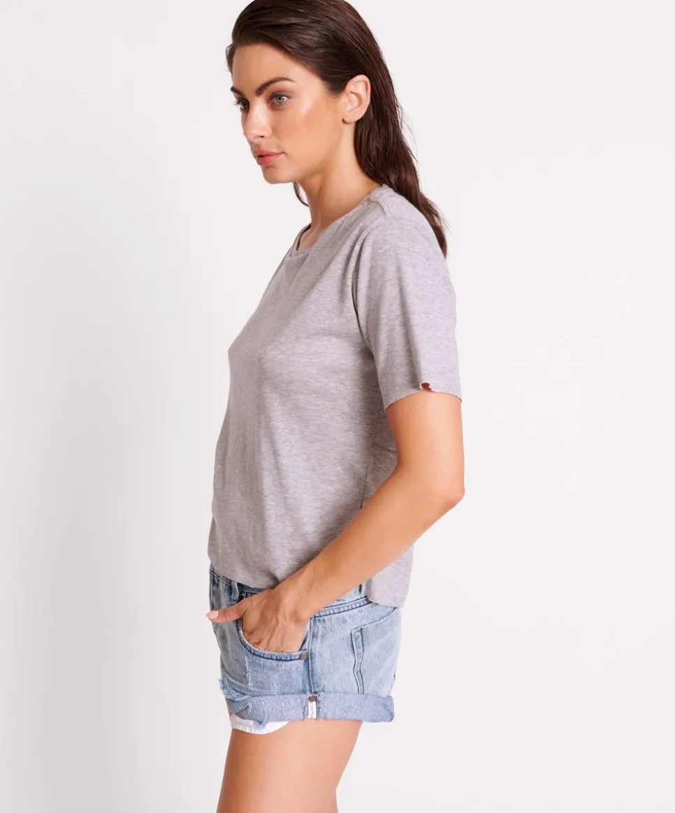 Tees & Tanks|ONE TEASPOON Grey Marle Lucky 8 Boyfriend Tee