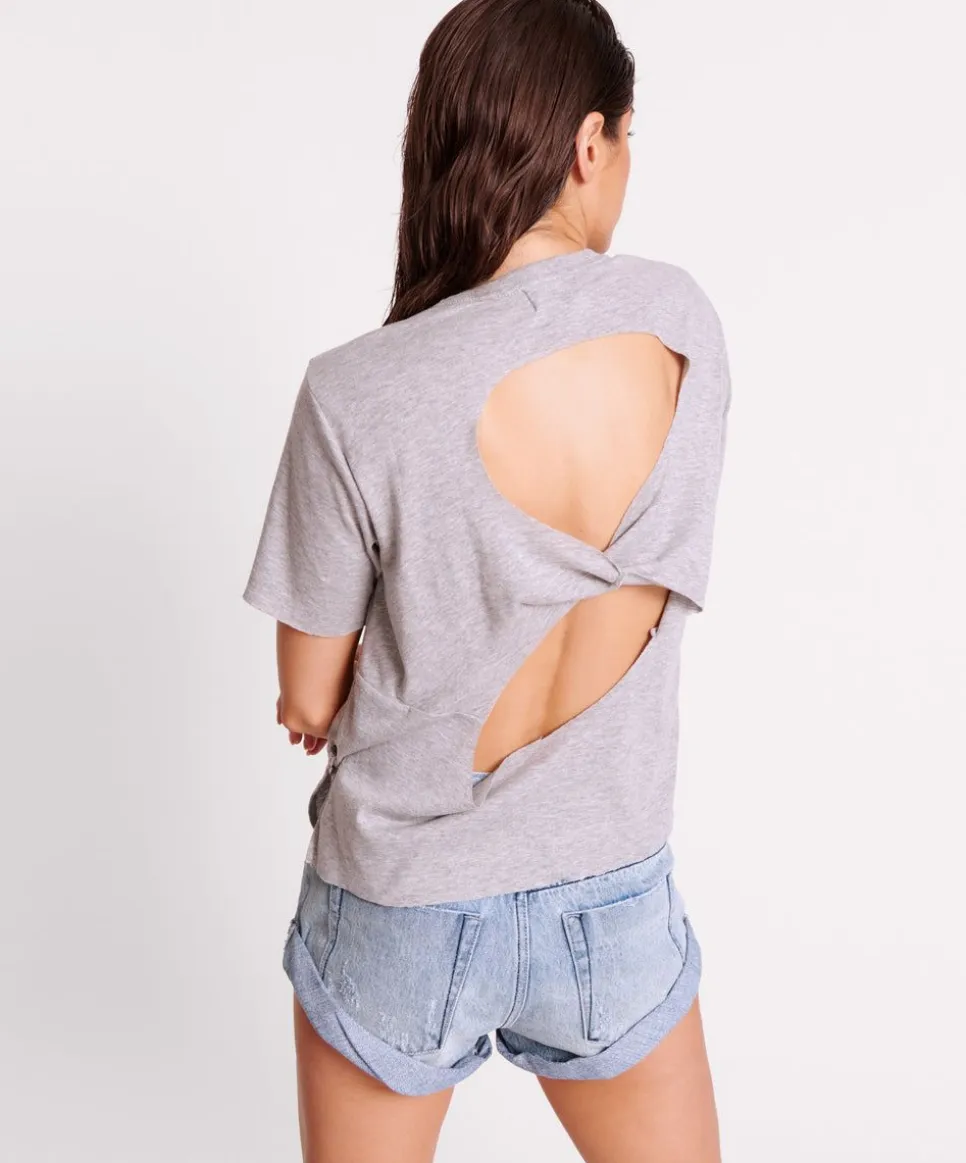 Tees & Tanks|ONE TEASPOON Grey Marle Lucky 8 Boyfriend Tee