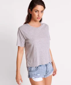 Tees & Tanks|ONE TEASPOON Grey Marle Lucky 8 Boyfriend Tee