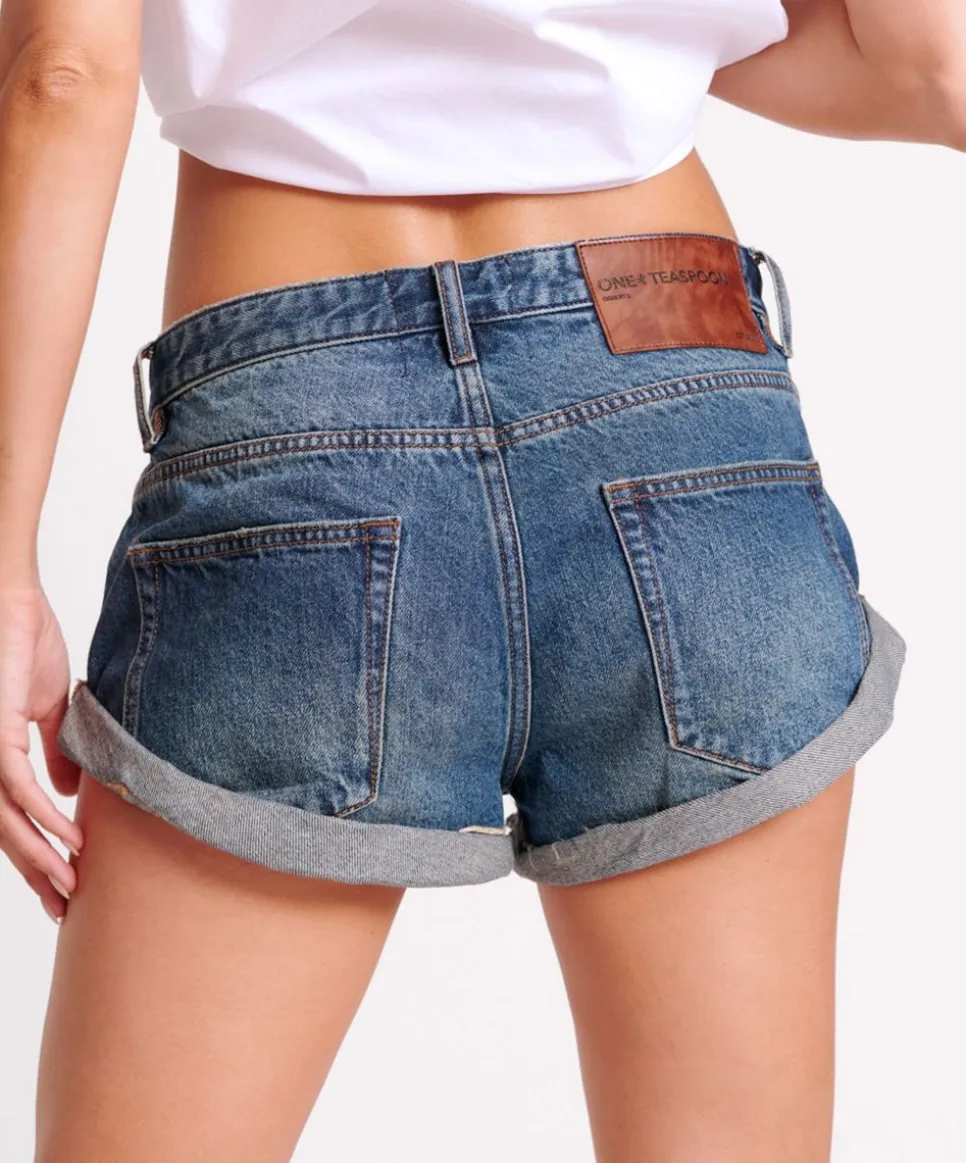 Denim Shorts|ONE TEASPOON Gritty Blue Bandit Low Waist Denim Shorts