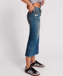 Denim Skirts|ONE TEASPOON Gritty Blue Cassidy Column Mid Length Denim Skirt