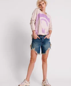 Denim Shorts|ONE TEASPOON Gritty Blue Frankies High Waist Long Length Shorts