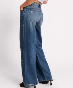 Denim Jeans|ONE TEASPOON Gritty Blue Jackson Utility Mid Waist Wide Leg Jeans