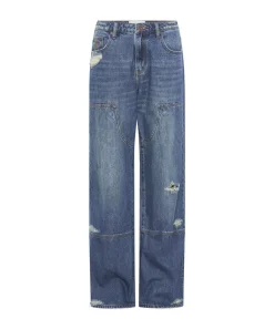 Denim Jeans|ONE TEASPOON Gritty Blue Jackson Utility Mid Waist Wide Leg Jeans