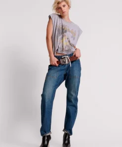 Denim Jeans|ONE TEASPOON Gritty Blue Shabbies Drawstring Boyfriend Jeans