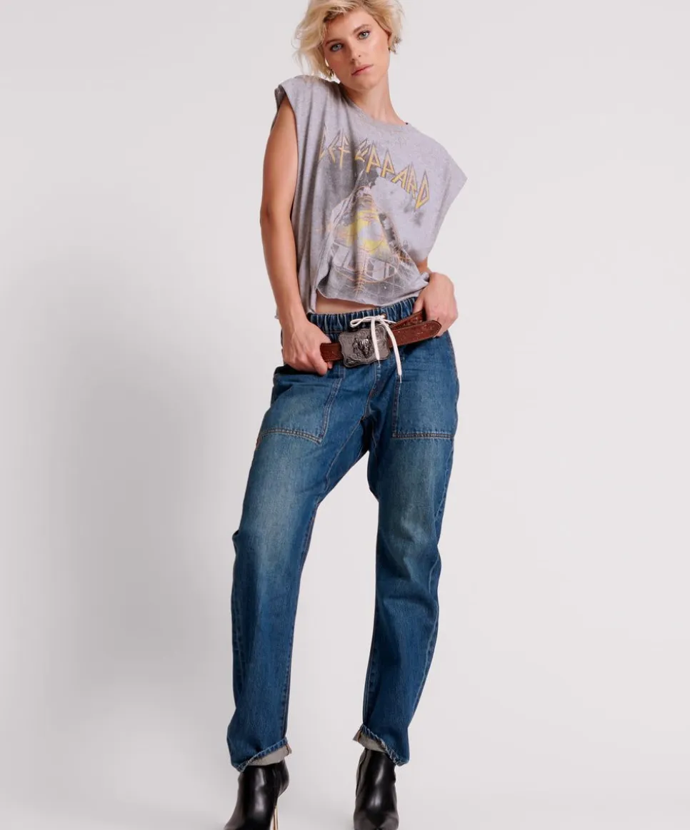 Denim Jeans|ONE TEASPOON Gritty Blue Shabbies Drawstring Boyfriend Jeans