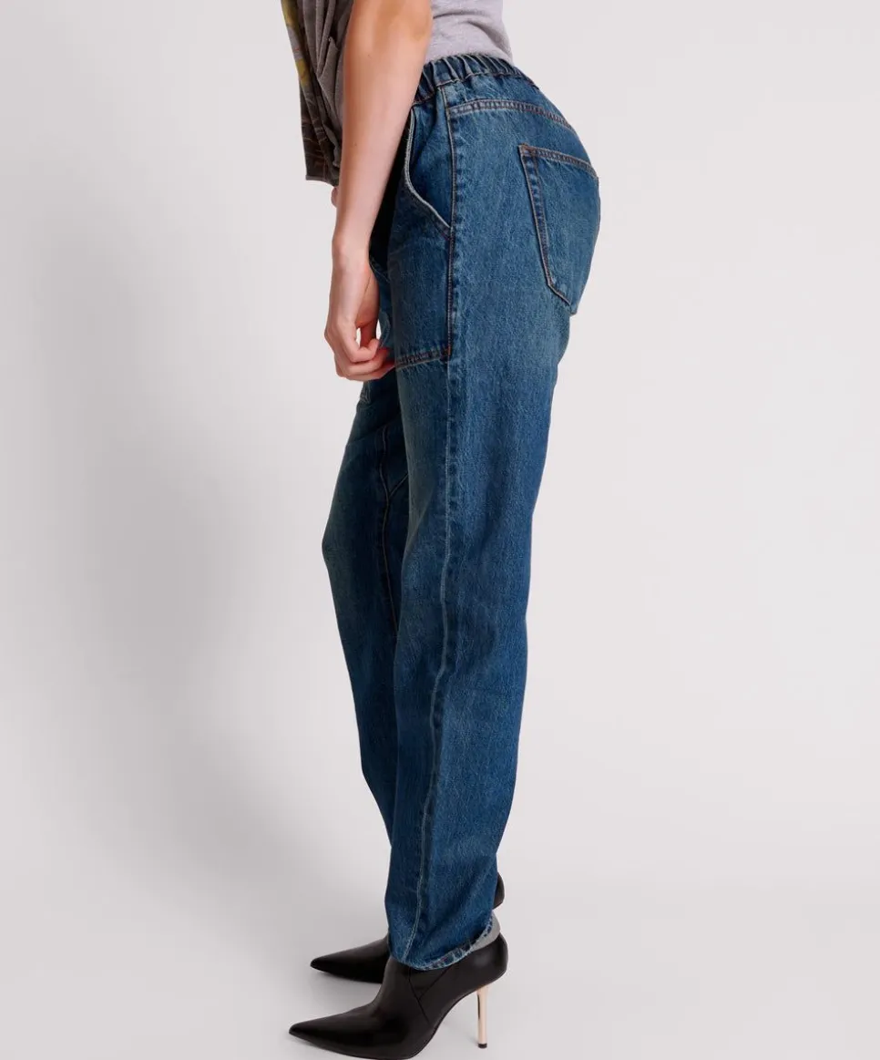 Denim Jeans|ONE TEASPOON Gritty Blue Shabbies Drawstring Boyfriend Jeans