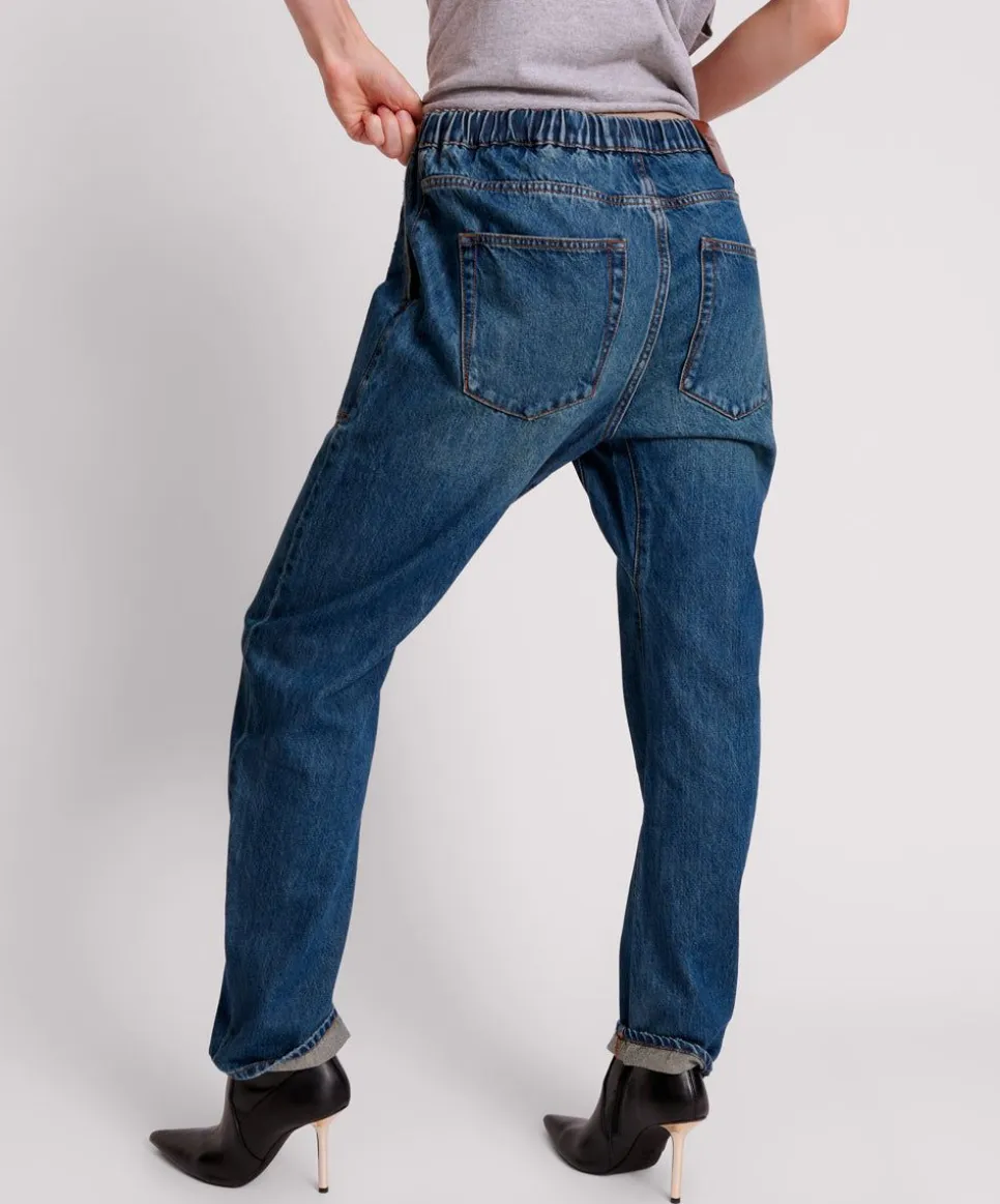 Denim Jeans|ONE TEASPOON Gritty Blue Shabbies Drawstring Boyfriend Jeans
