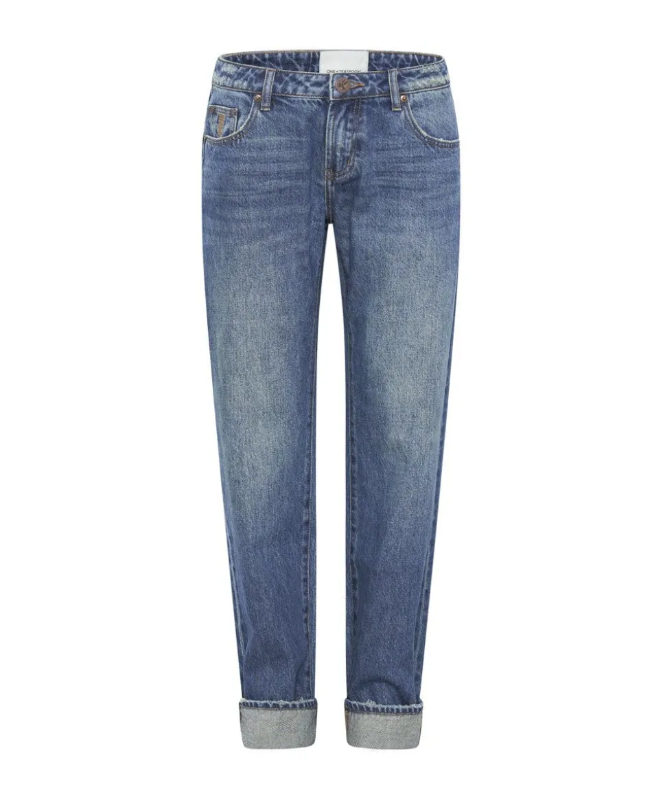 Denim Jeans|ONE TEASPOON Gritty Blue Truckers Low Waist Straight Leg Jeans