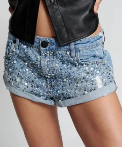 Denim Shorts|ONE TEASPOON Hand Beaded Bandits Low Waist Denim Shorts