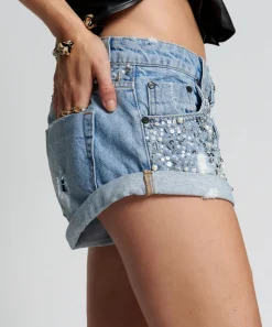 Denim Shorts|ONE TEASPOON Hand Beaded Bandits Low Waist Denim Shorts