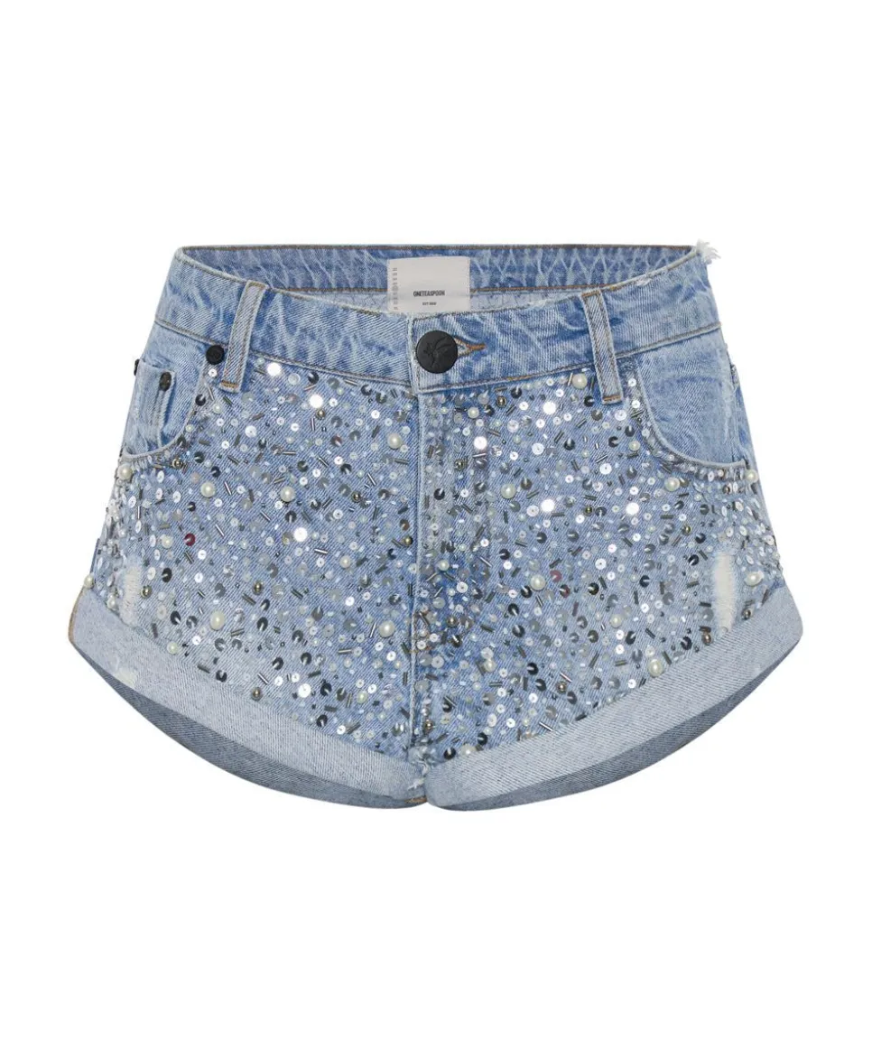 Denim Shorts|ONE TEASPOON Hand Beaded Bandits Low Waist Denim Shorts