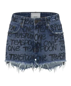 Denim Shorts|ONE TEASPOON Hand Graffiti Bonita High Waist Denim Shorts