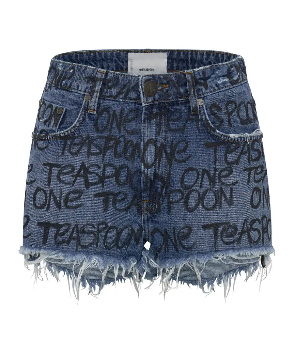 Denim Shorts|ONE TEASPOON Hand Graffiti Bonita High Waist Denim Shorts