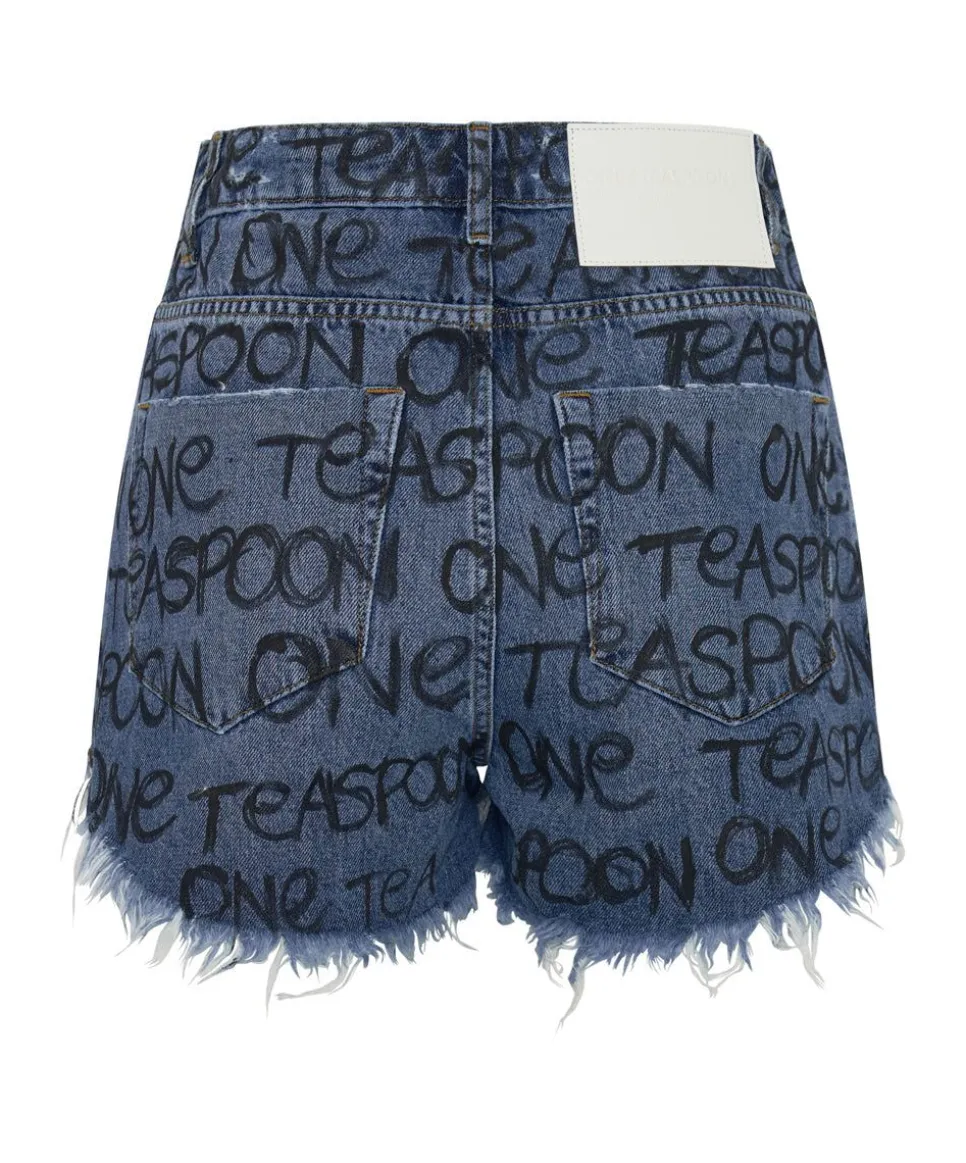 Denim Shorts|ONE TEASPOON Hand Graffiti Bonita High Waist Denim Shorts