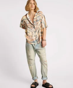 Shirts|ONE TEASPOON Hand Painted Date Night Satin Shirt