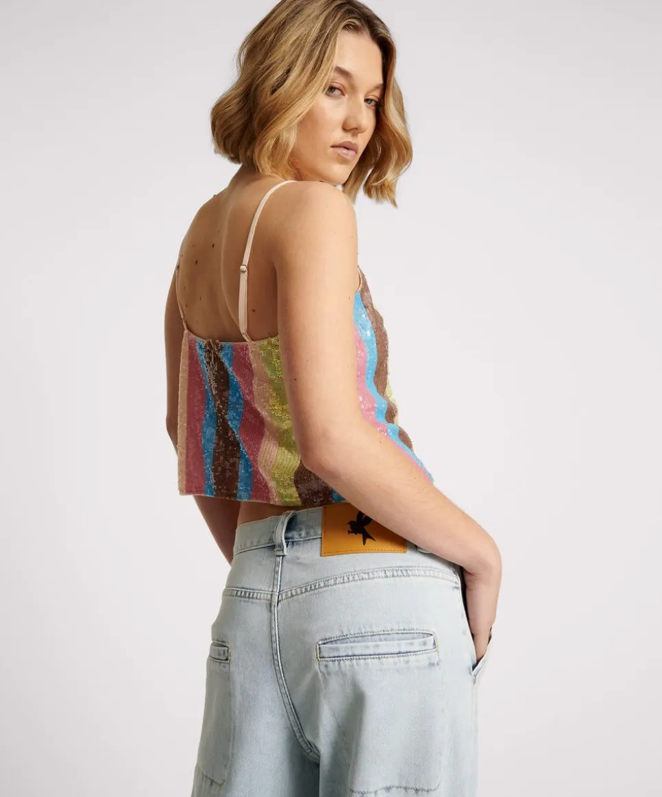 Tops|ONE TEASPOON Hand Sequin Ibiza Luxe Party Cami Top