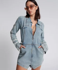 Denim Jumpsuits|ONE TEASPOON Heartland Embroidered Margot Jumpsuit