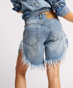 Denim Shorts|ONE TEASPOON Hollywood Frankies Long Length Denim Shorts