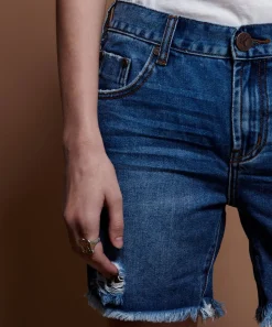 Denim Shorts|ONE TEASPOON Indiana Blue Stevies Long Length Boyfriend Shorts