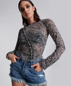 Tops|ONE TEASPOON Interference Ruffle Party Longsleeve Top