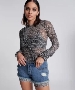 Tops|ONE TEASPOON Interference Ruffle Party Longsleeve Top