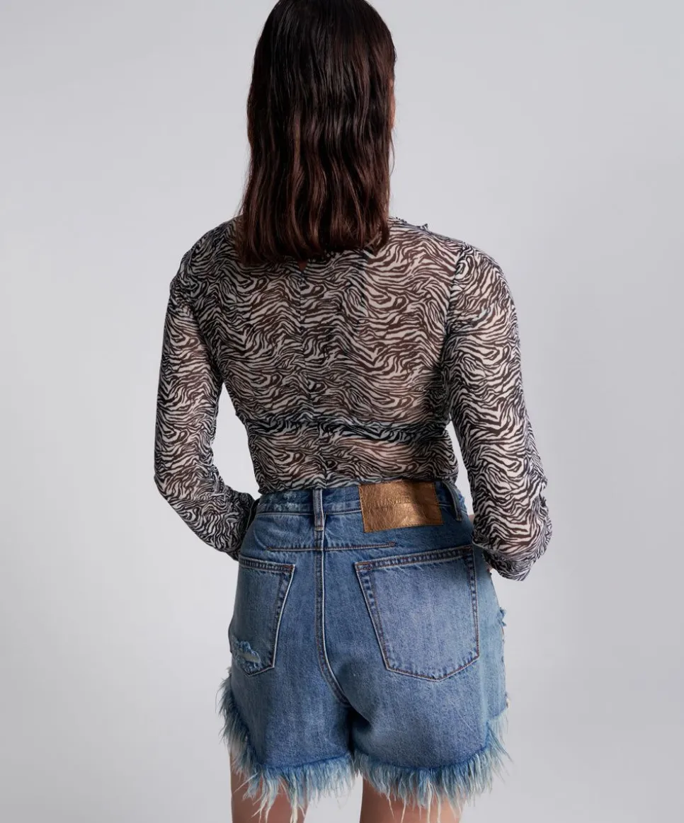 Tops|ONE TEASPOON Interference Ruffle Party Longsleeve Top