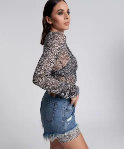 Tops|ONE TEASPOON Interference Ruffle Party Longsleeve Top