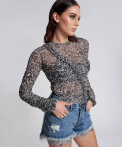 Tops|ONE TEASPOON Interference Ruffle Party Longsleeve Top