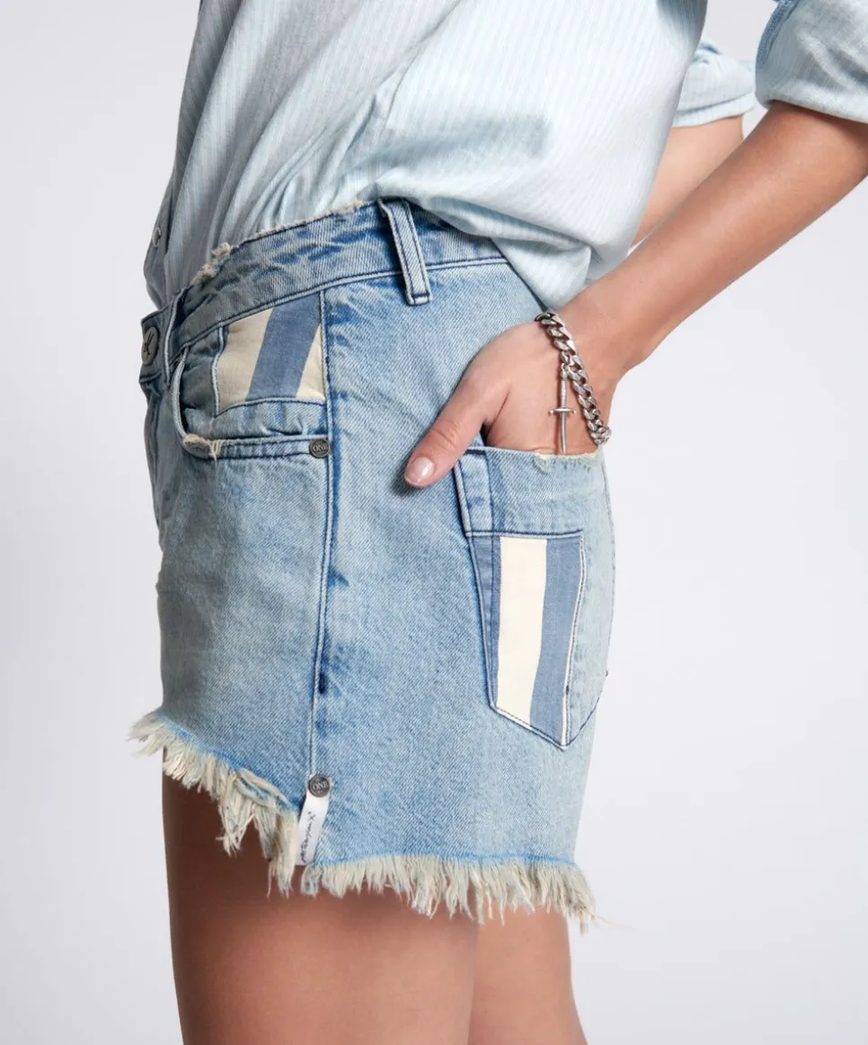 Denim Shorts|ONE TEASPOON Jailbird Le Wolves Mid Waist Denim Shorts