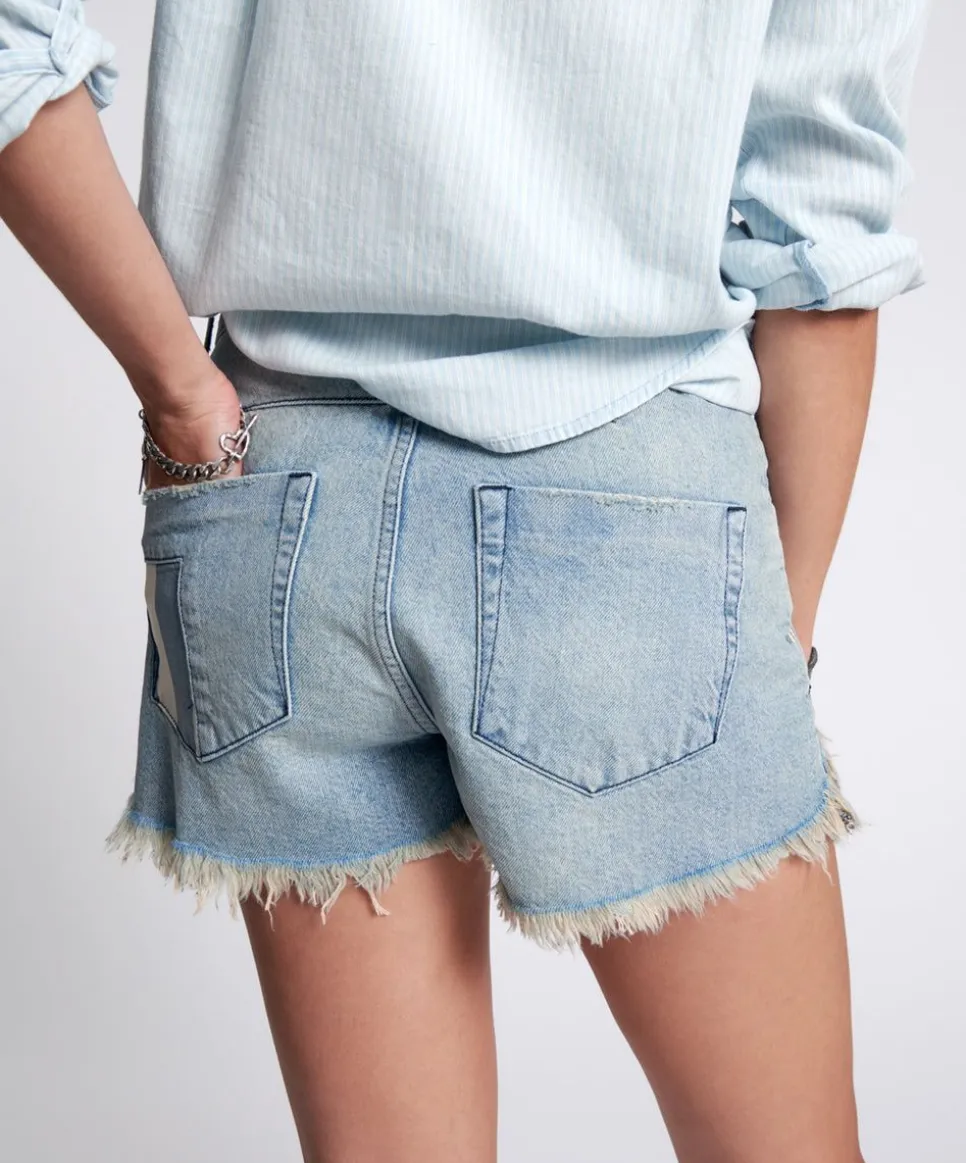 Denim Shorts|ONE TEASPOON Jailbird Le Wolves Mid Waist Denim Shorts