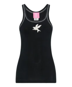 Tees & Tanks|ONE TEASPOON Jett Black Bower Bird Rib Singlet