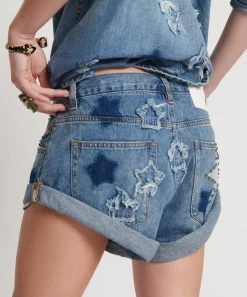 Denim Shorts|ONE TEASPOON Johnny Blue Star Bandits Low Waist Denim Shorts