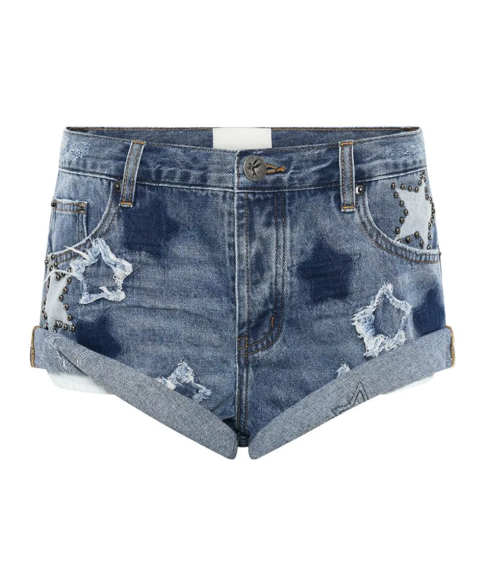 Denim Shorts|ONE TEASPOON Johnny Blue Star Bandits Low Waist Denim Shorts
