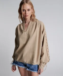 Shirts|ONE TEASPOON Johnny Lace Up Denim Shirt