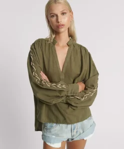 Tops|ONE TEASPOON Johnny Linen Lace Up Shirt