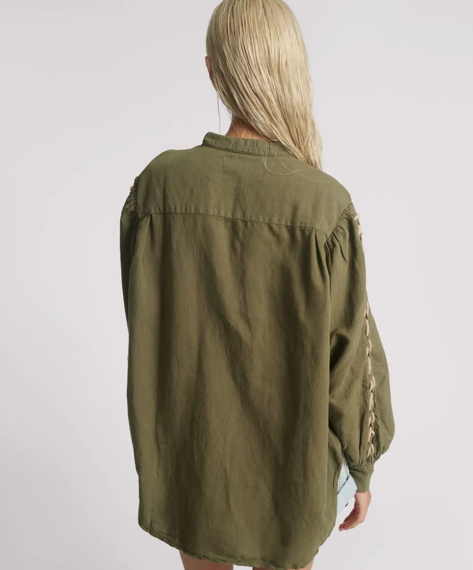 Tops|ONE TEASPOON Johnny Linen Lace Up Shirt