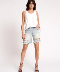 Denim Shorts|ONE TEASPOON Kansas Blue Jackson Mid Waist Wide Leg Shorts