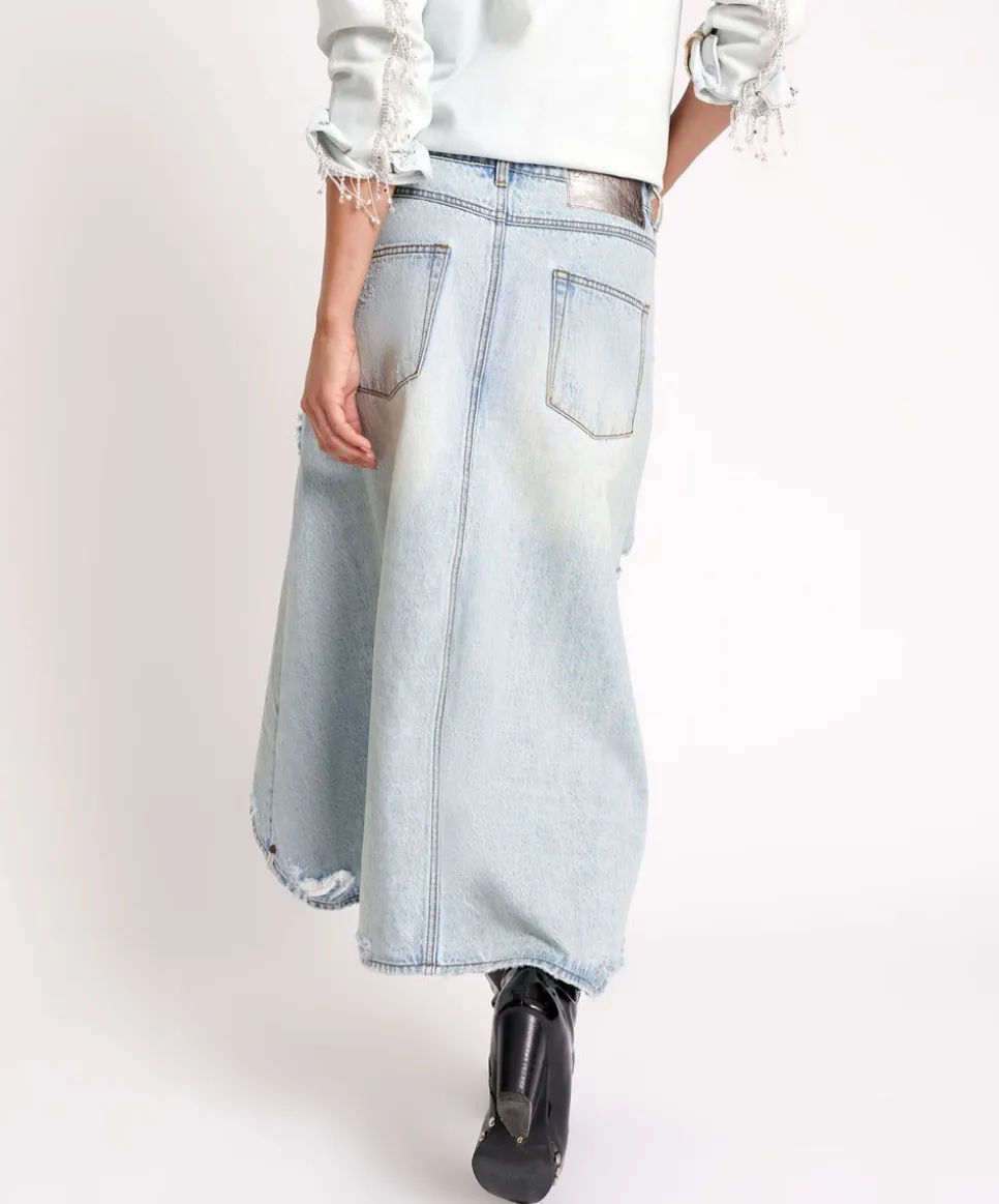 Denim Skirts|ONE TEASPOON Kansas Blue Mrs Carter Long Denim Skirt