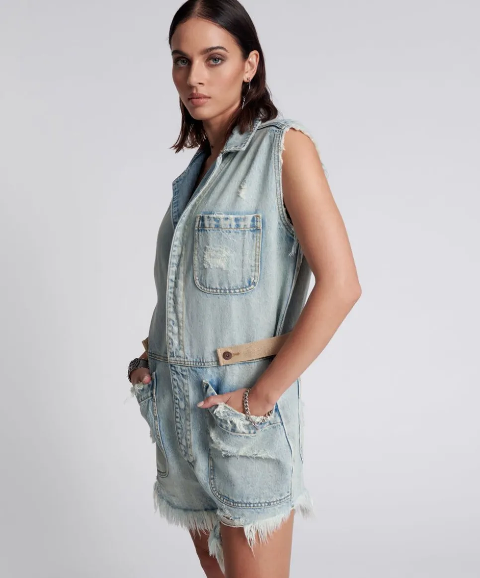 Denim Jumpsuits|ONE TEASPOON Kansas Blue Palisades Overall