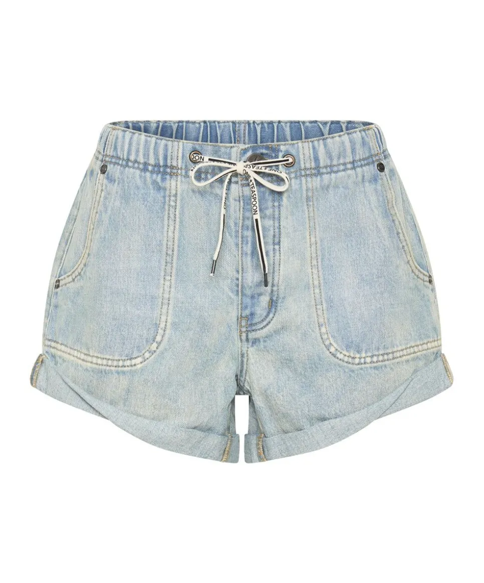 Denim Shorts|ONE TEASPOON Kansas Blue Shabby Bandit Drawstring Boyfriend Shorts