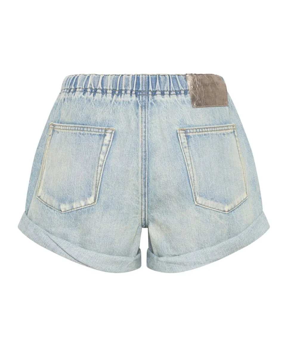 Denim Shorts|ONE TEASPOON Kansas Blue Shabby Bandit Drawstring Boyfriend Shorts