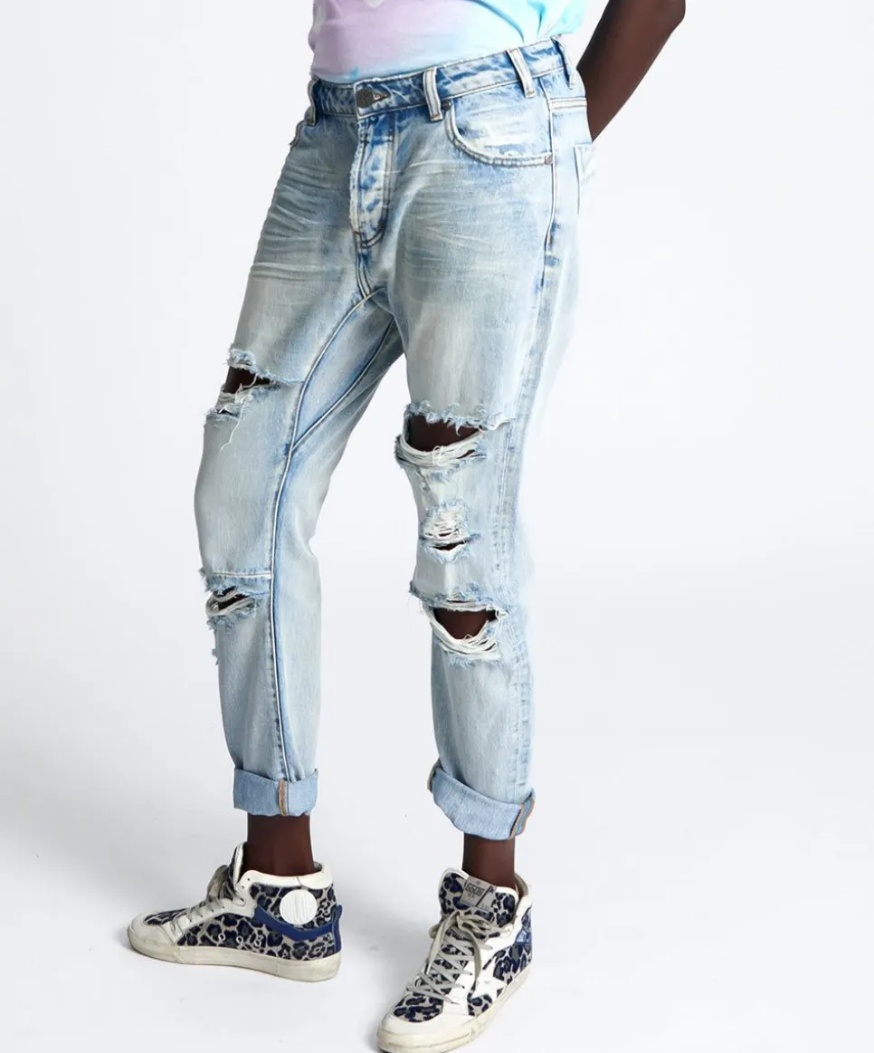 Denim Jeans|ONE TEASPOON Kansas Blue Trashed Saints Boyfriend Jeans