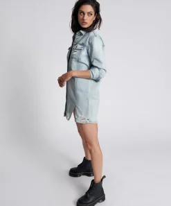 Midi & Maxi Dresses|ONE TEASPOON Kansas Blue Trucker Shirt Dress