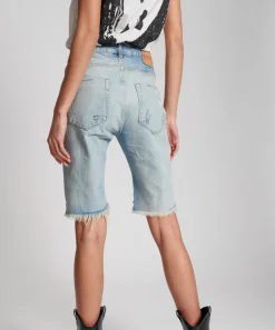 Denim Shorts|ONE TEASPOON Kansas Cut Off Truckers Mid Waist Long Length Shorts