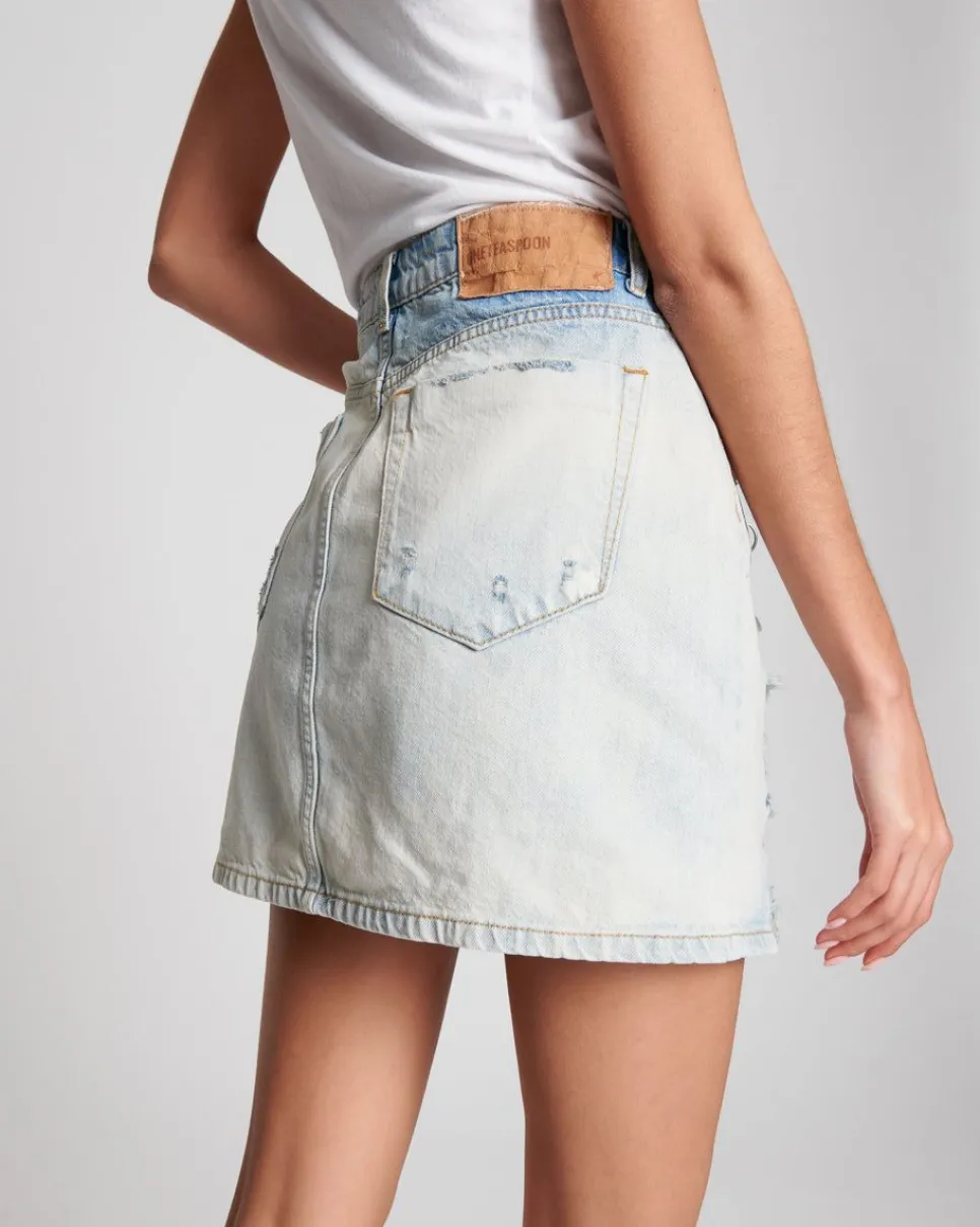 Denim Skirts|ONE TEASPOON Kansas Viper High Waist Button Through Mini Skirt