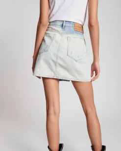 Denim Skirts|ONE TEASPOON Kansas Viper High Waist Button Through Mini Skirt